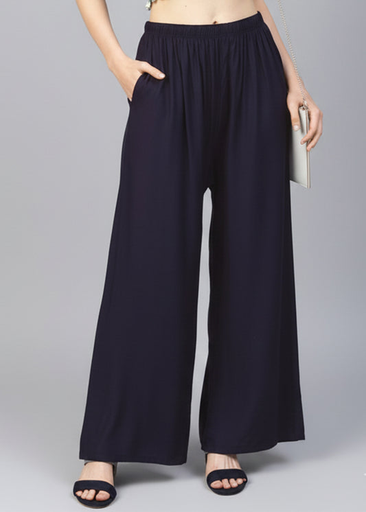 Stylish Women's Palazzo - Navy Blue