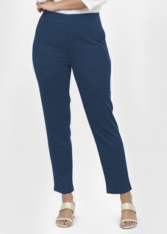 Super Soft Cotton Straight Pants - Navy Blue