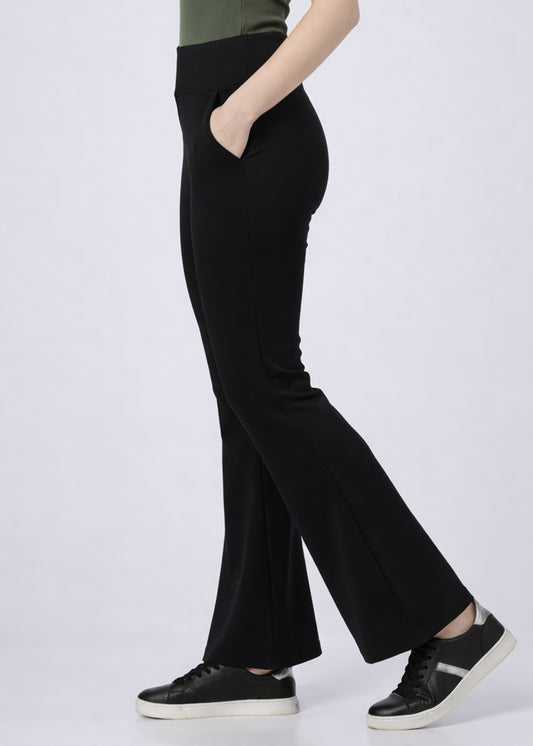 Super Soft Cotton Flared Pants - Black