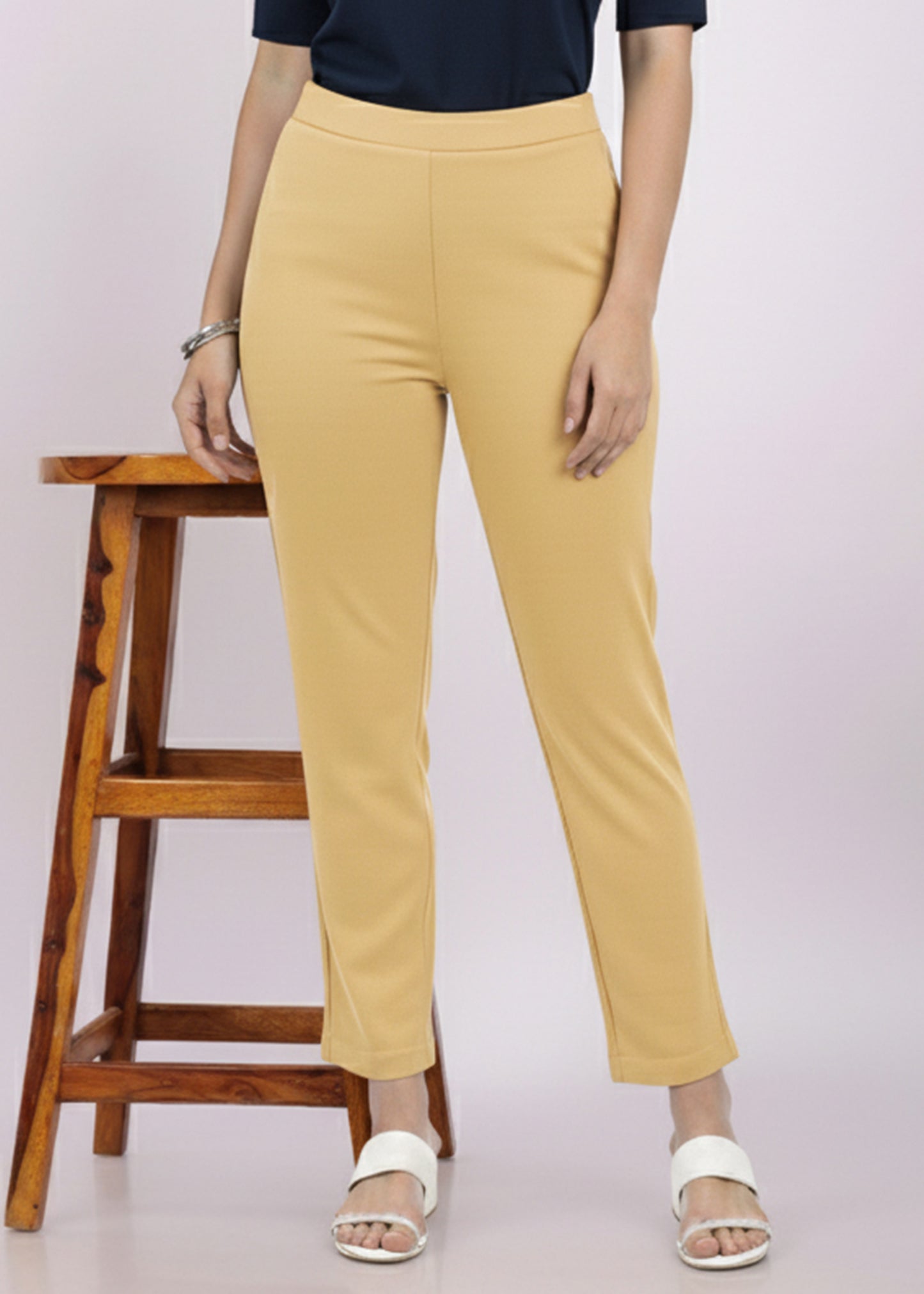 Super Soft Cotton Straight Pants - Beige