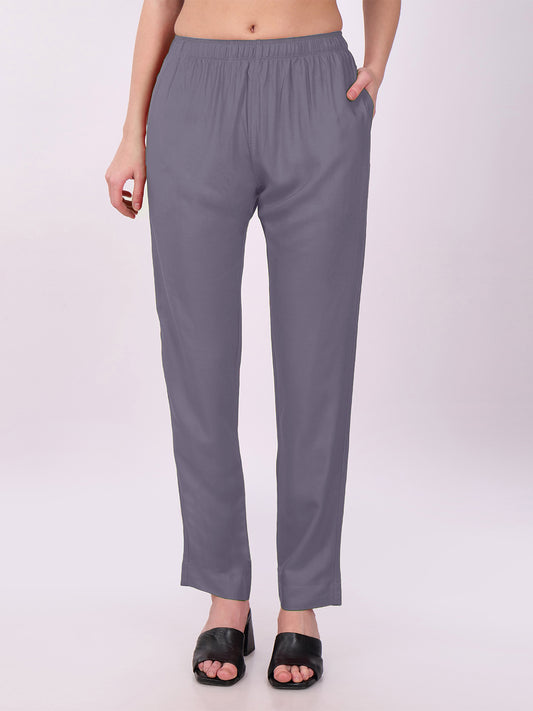 Stylish Women's Rayon Kurti Pants - Grey