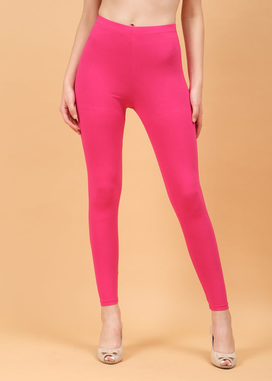 Women Ankle Length Leggings - Magenta
