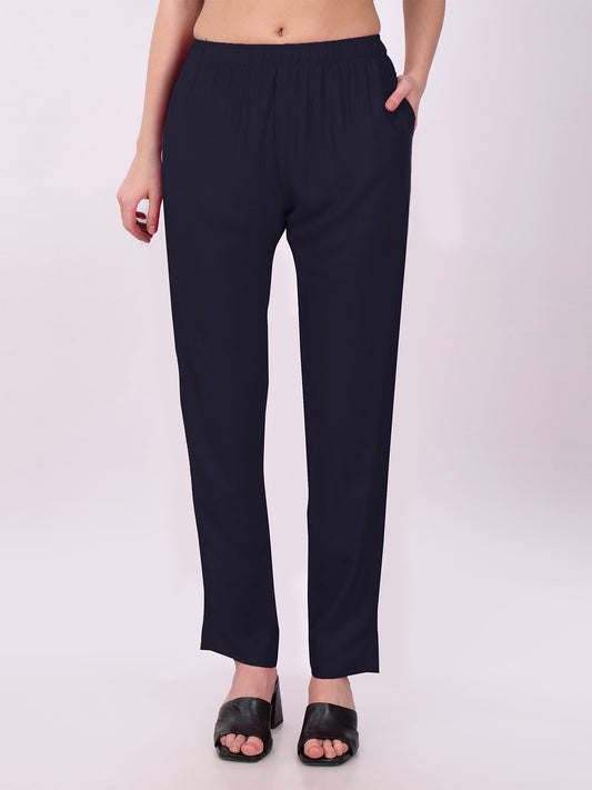 Stylish Women's Rayon Kurti Pants - Navy Blue