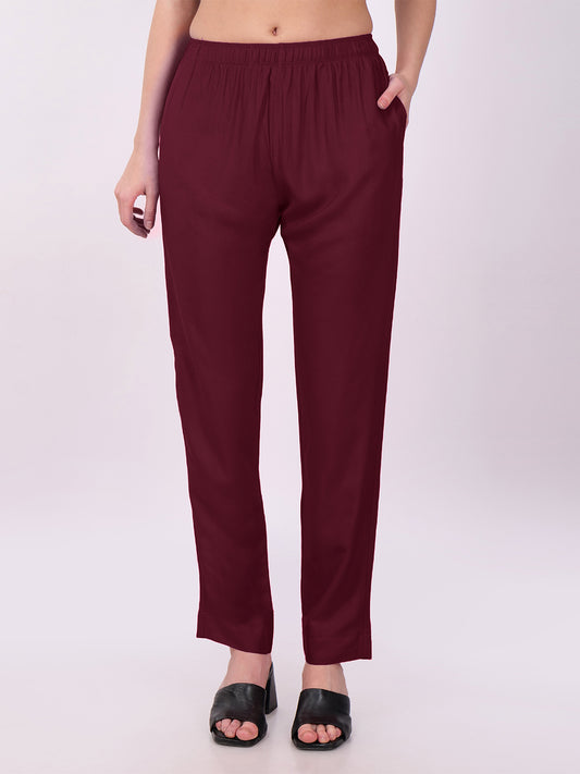 Stylish Women's Rayon Kurti Pants - Wine