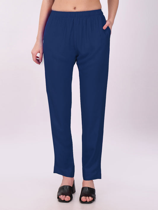 Stylish Women's Rayon Kurti Pants - Royal Blue