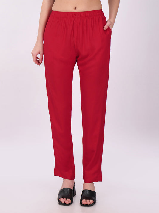 Stylish Women's Rayon Kurti Pants - Maroon