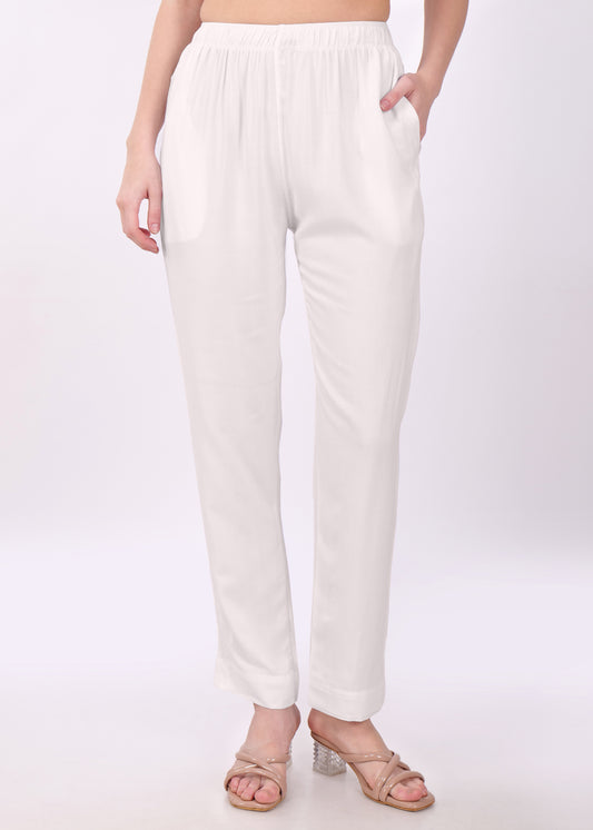 Stylish Women's Rayon Kurti Pants - Off White