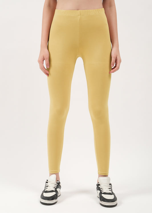 Women Ankle Length Leggings - Beige