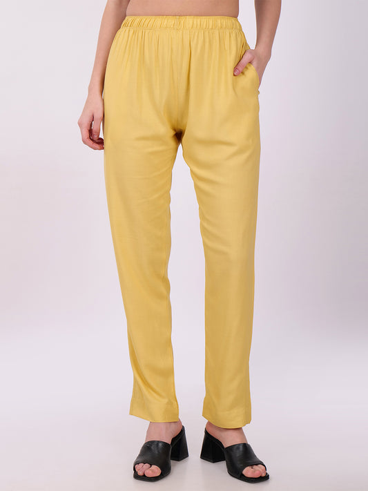 Stylish Women's Rayon Kurti Pants - Golden