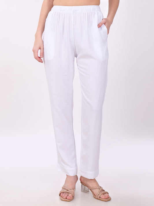 Stylish Women's Rayon Kurti Pants - White