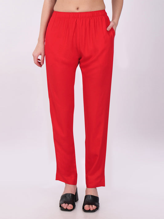 Stylish Women's Rayon Kurti Pants - Red