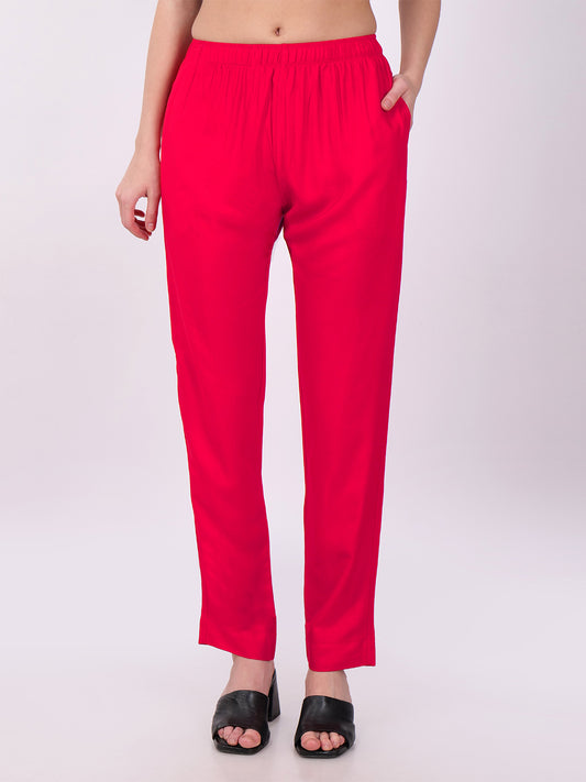Stylish Women's Rayon Kurti Pants - Magenta