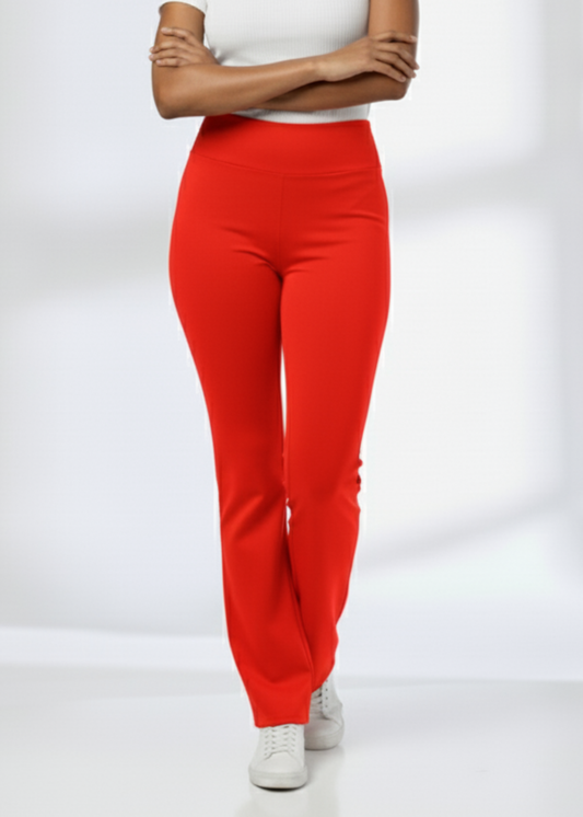 Super Soft Cotton Flared Pants - Red