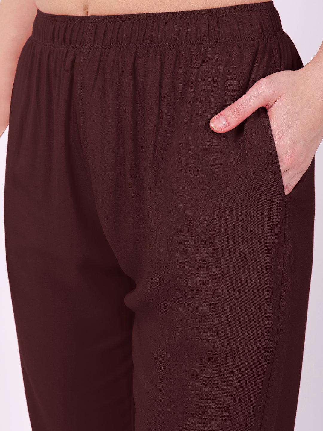 Stylish Women's Rayon Kurti Pants - Coffee Brown