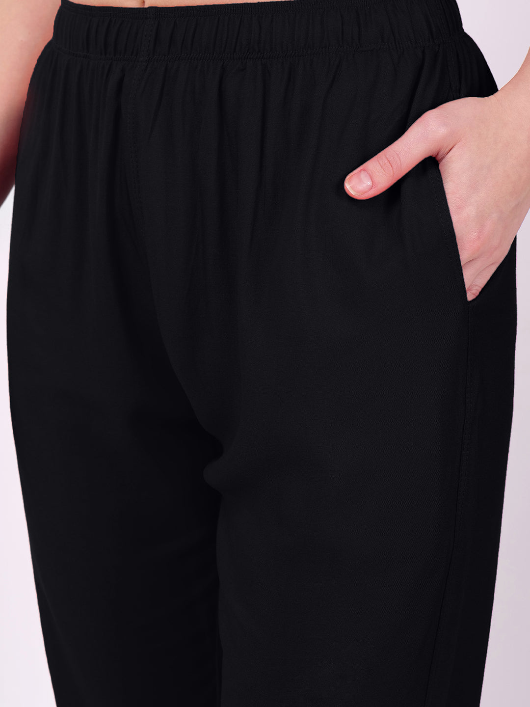Stylish Women's Rayon Kurti Pants - Black