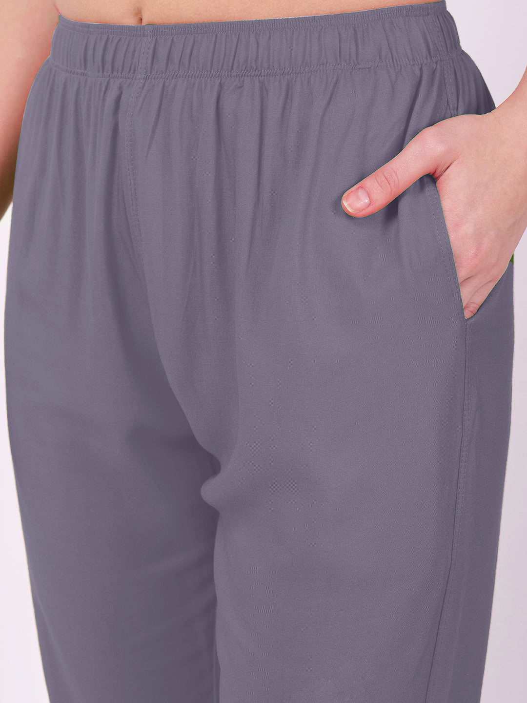 Stylish Women's Rayon Kurti Pants - Grey