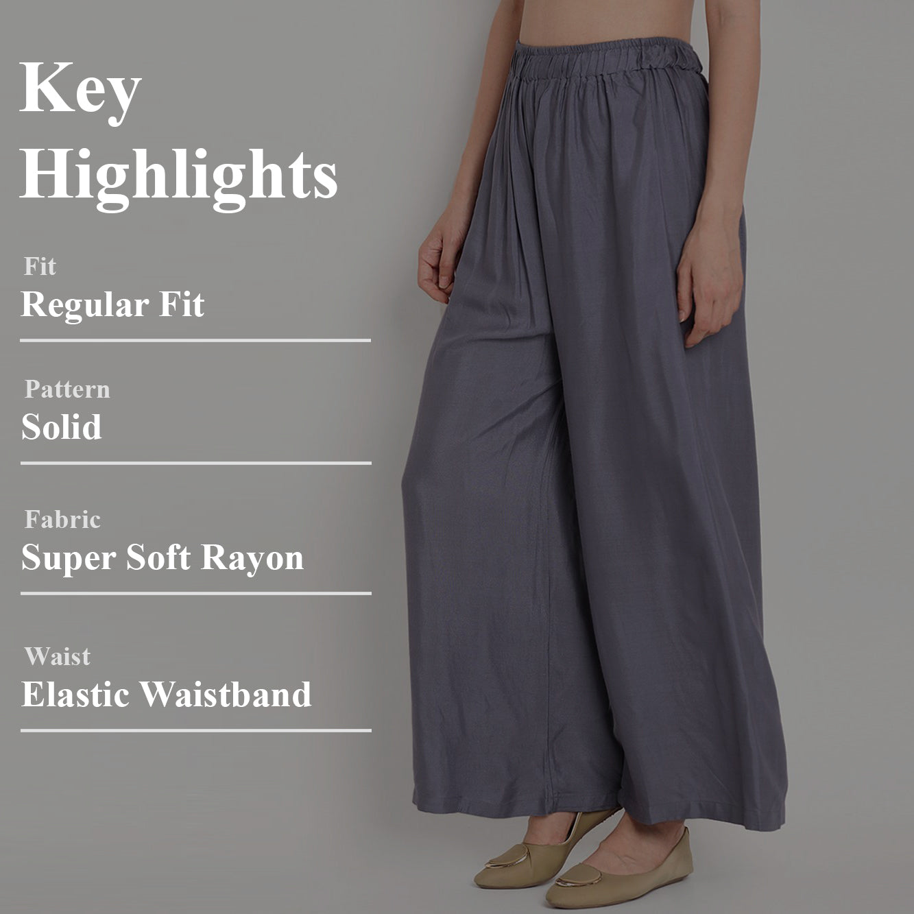 Stylish Women's Palazzo - Grey