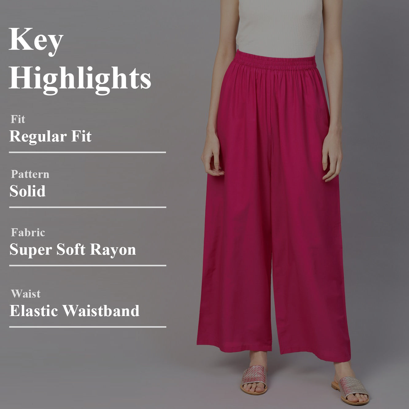 Stylish Women's Palazzo - Magenta