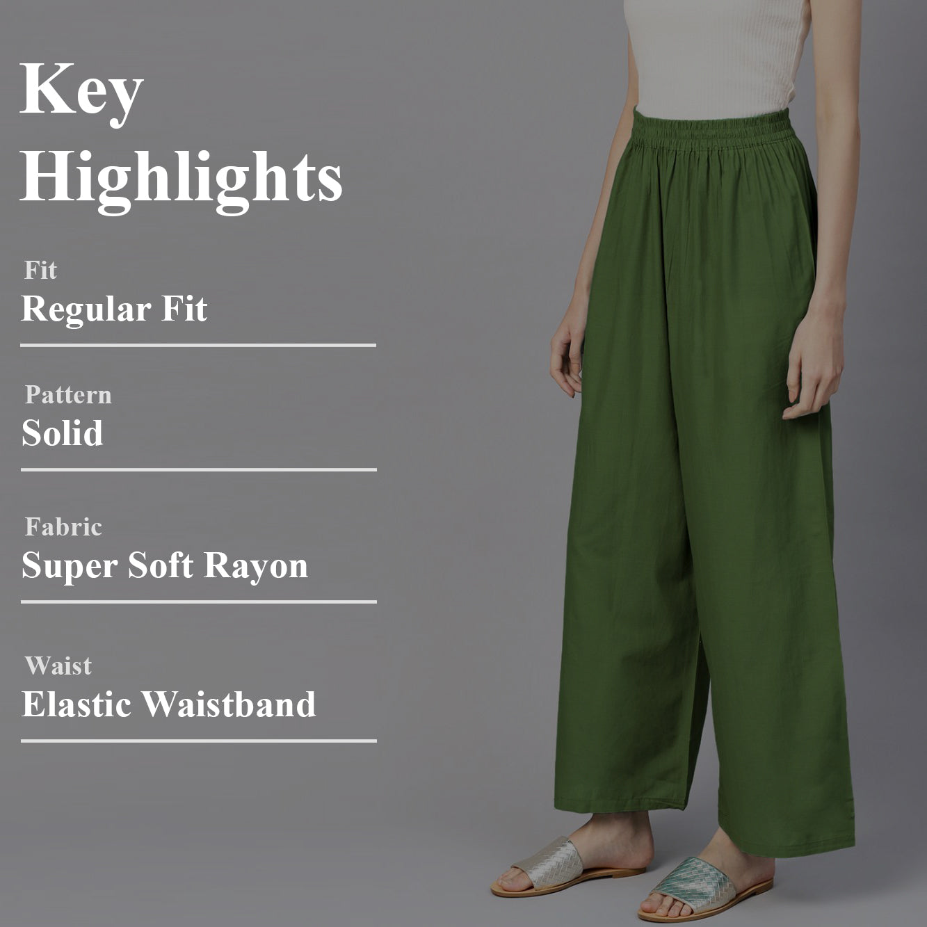 Stylish Women's Palazzo - Olive Green