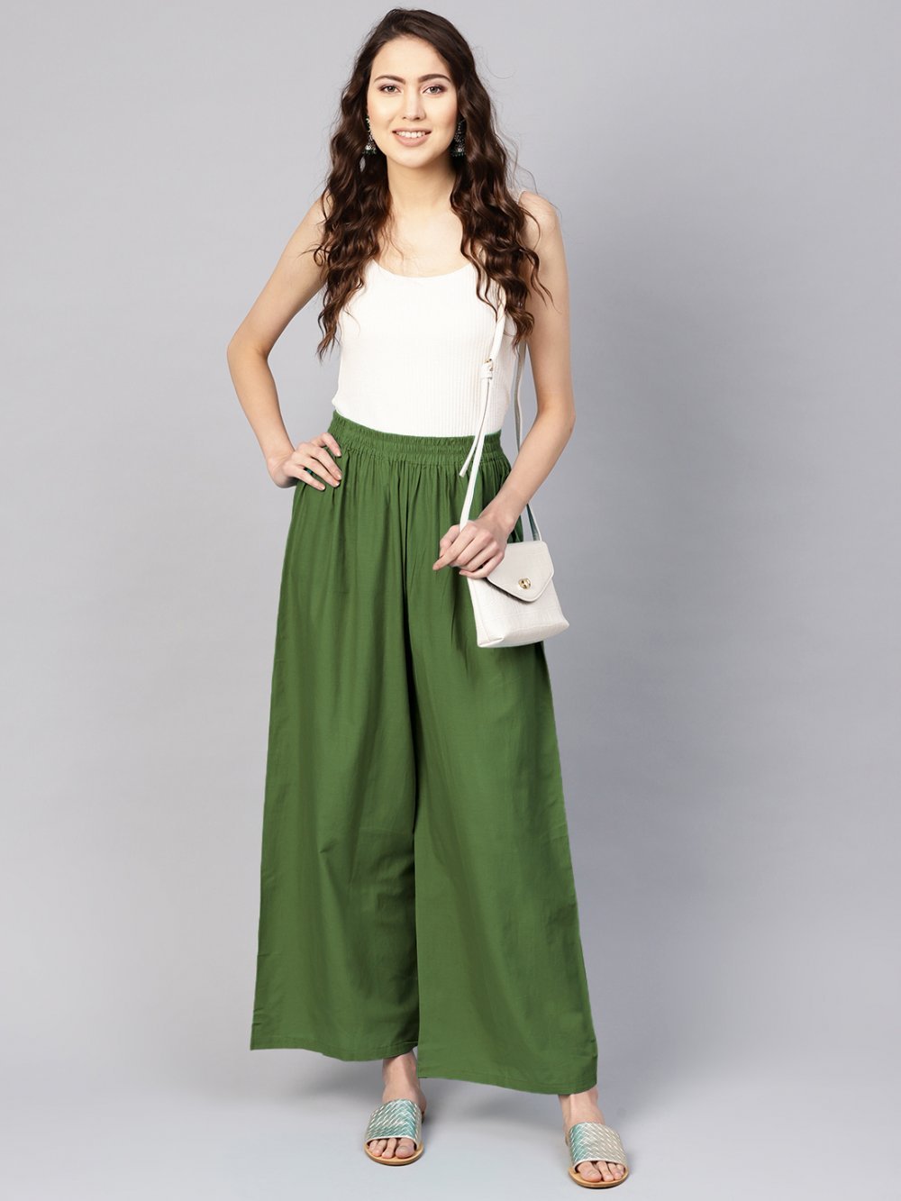 Stylish Women's Palazzo - Olive Green