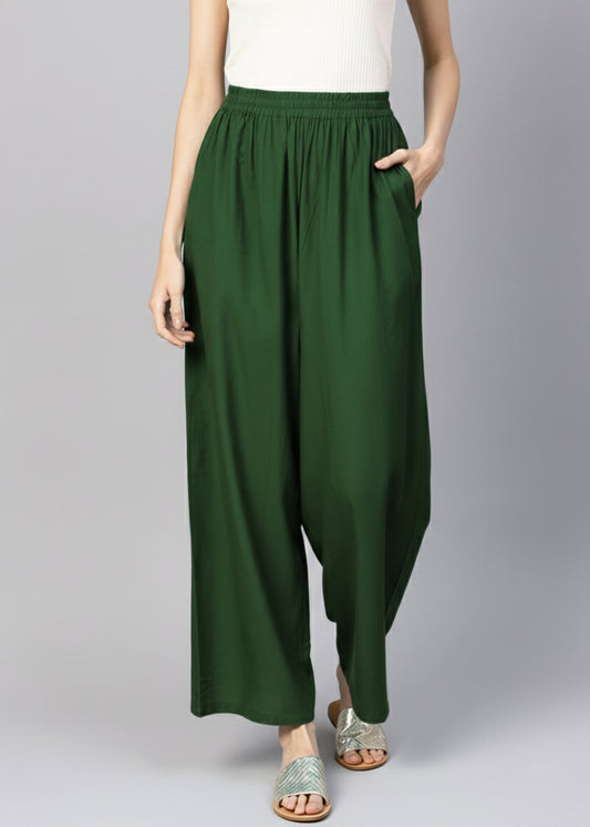 Stylish Women's Palazzo - Bottle Green