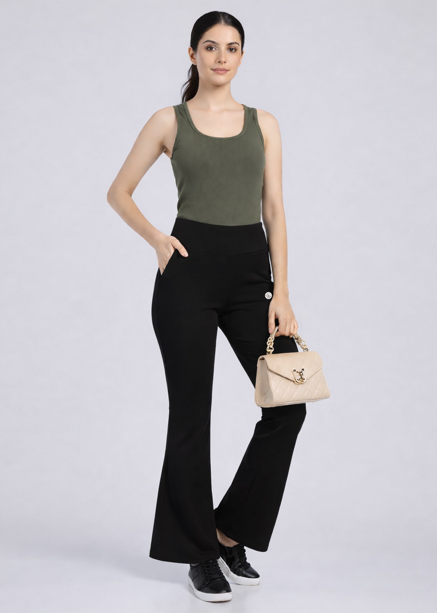 Super Soft Cotton Flared Pants - Black