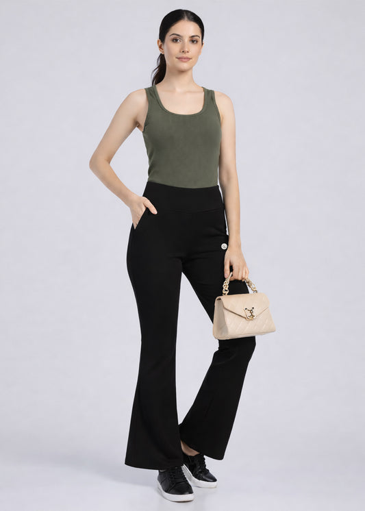 Super Soft Cotton Flared Pants - Black