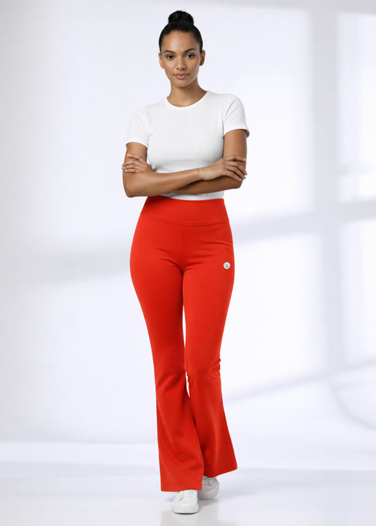 Super Soft Cotton Flared Pants - Red