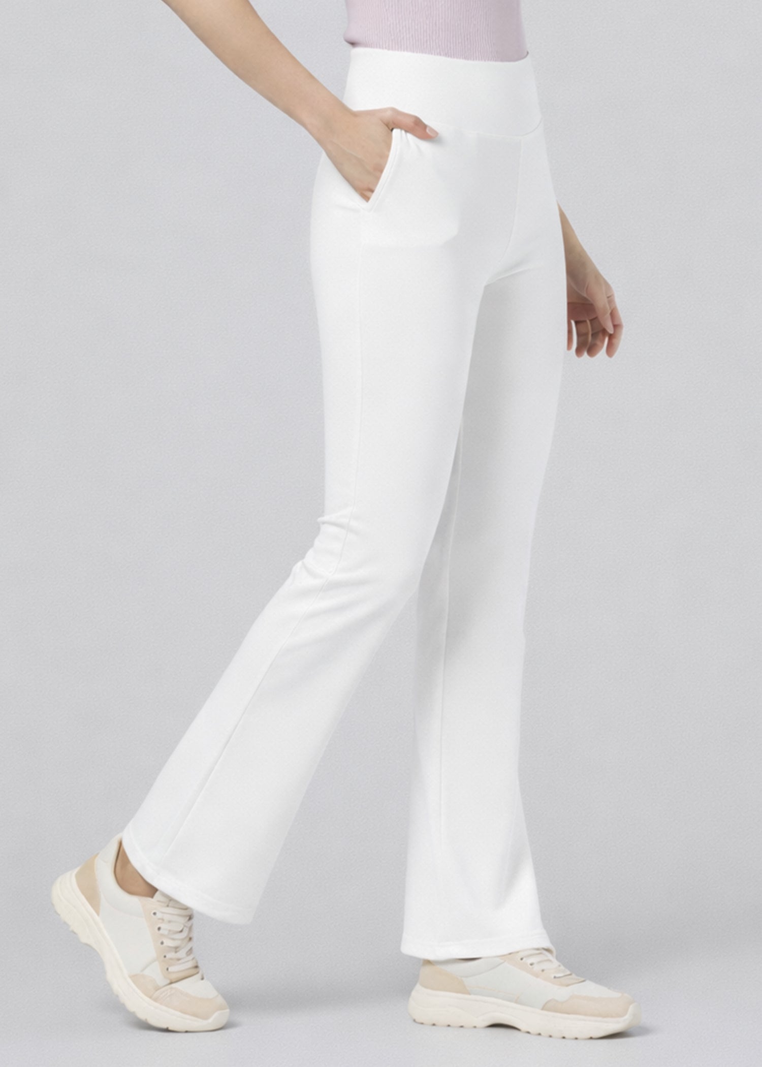 Super Soft Cotton Flared Pants - White