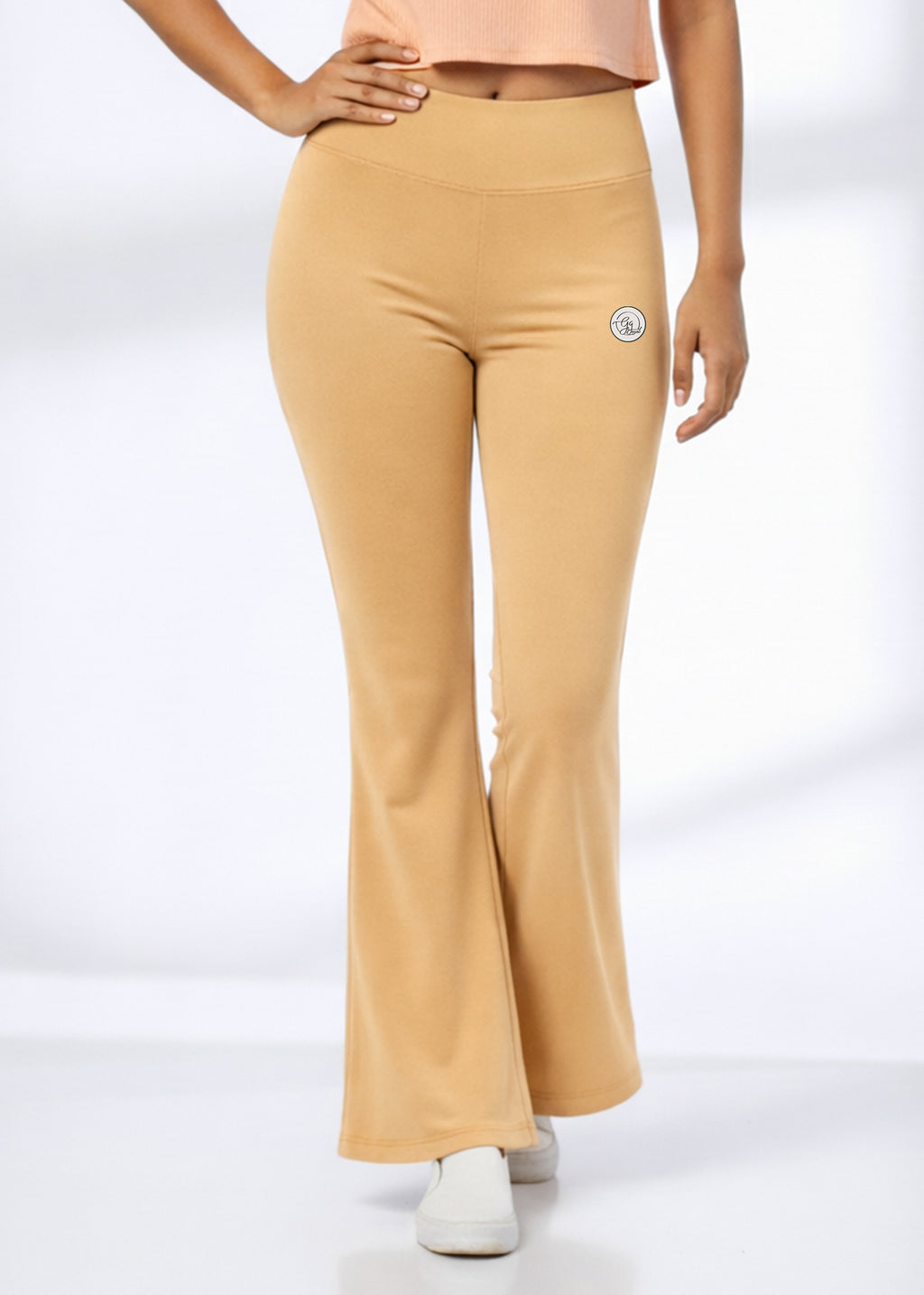 Super Soft Cotton Flared Pants - Beige