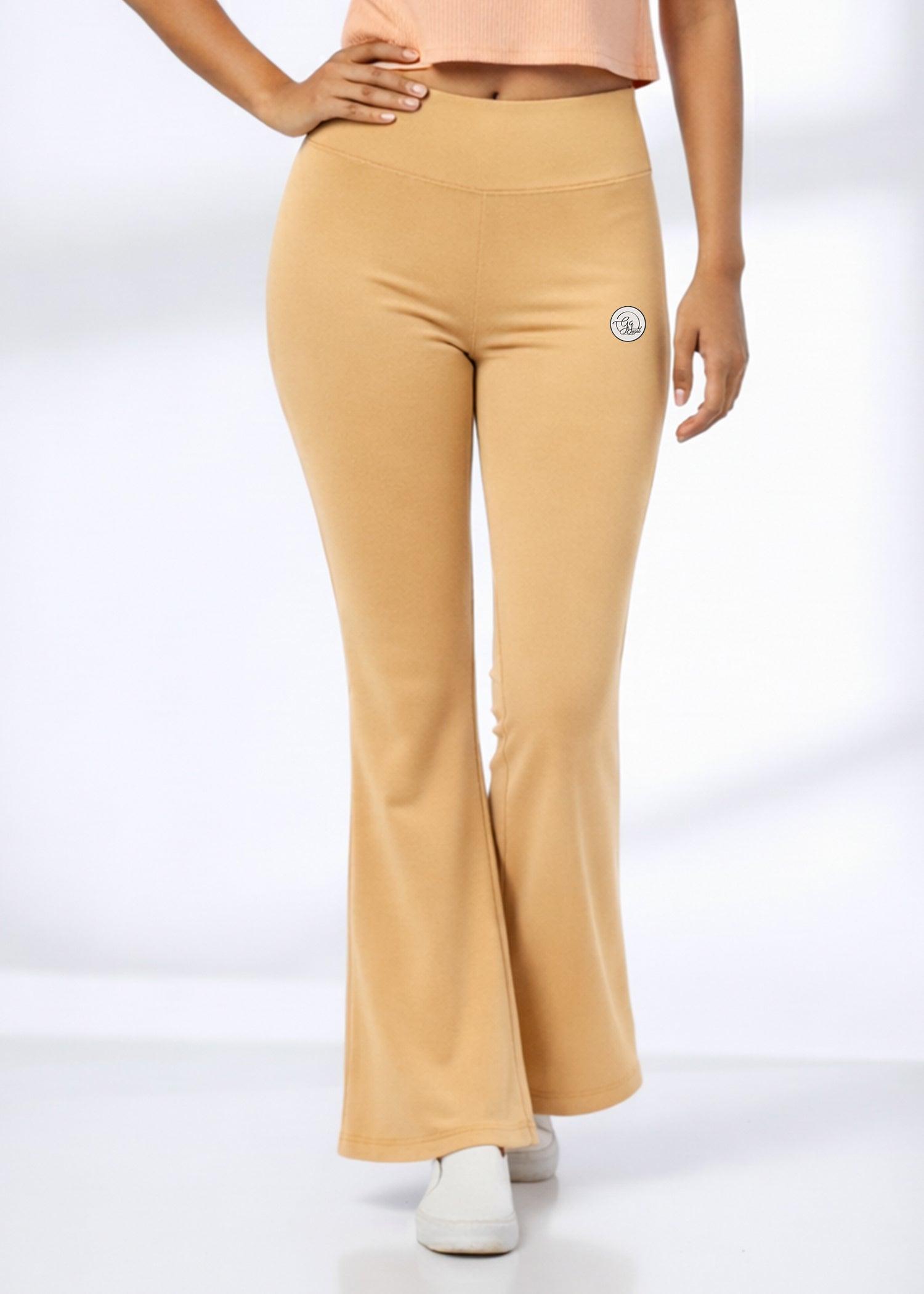 Super Soft Cotton Flared Pants - Beige