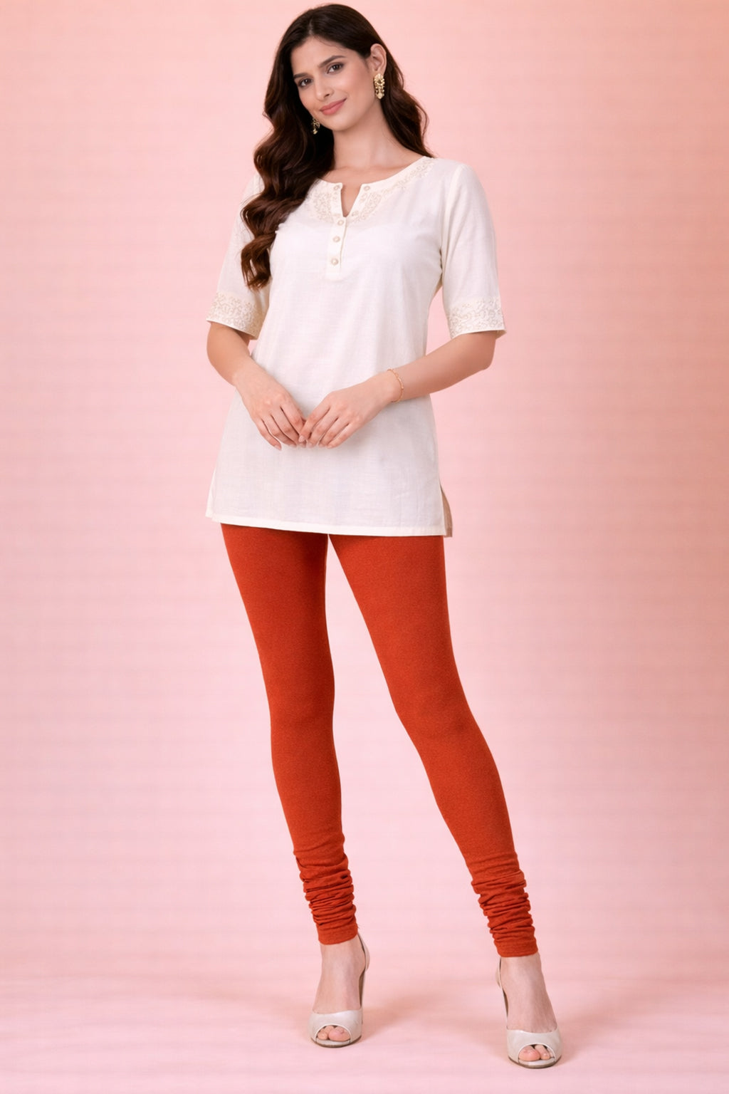 Women Churidar Leggings - Rust