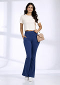 Super Soft Cotton Flared Pants - Petrol Blue