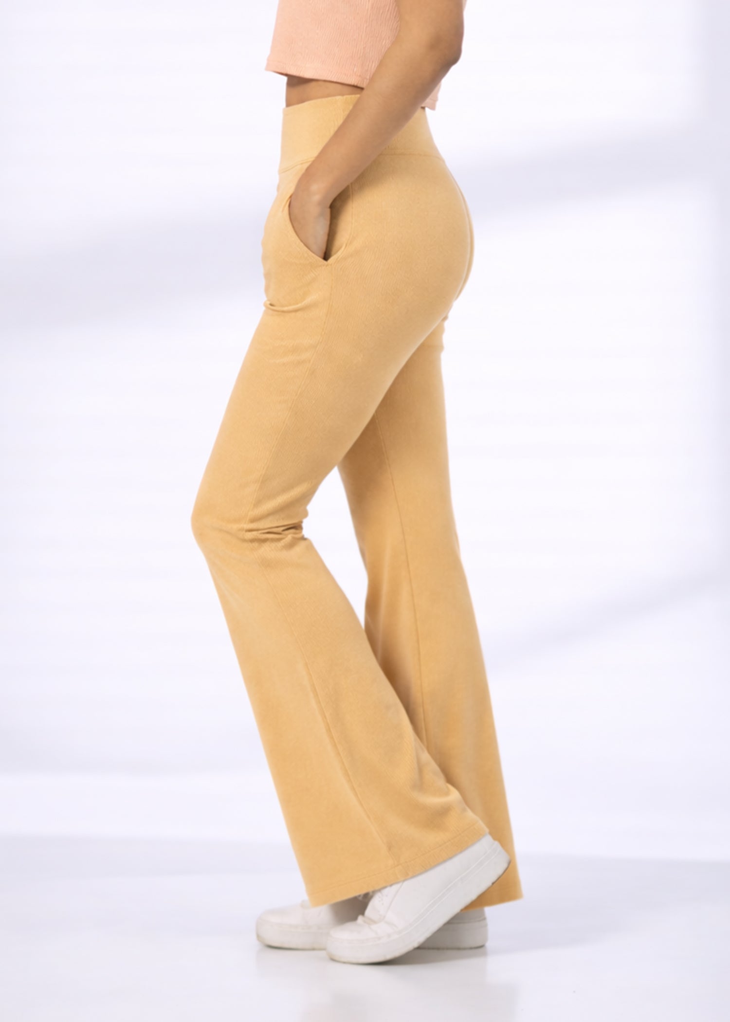 Super Soft Cotton Flared Pants - Beige