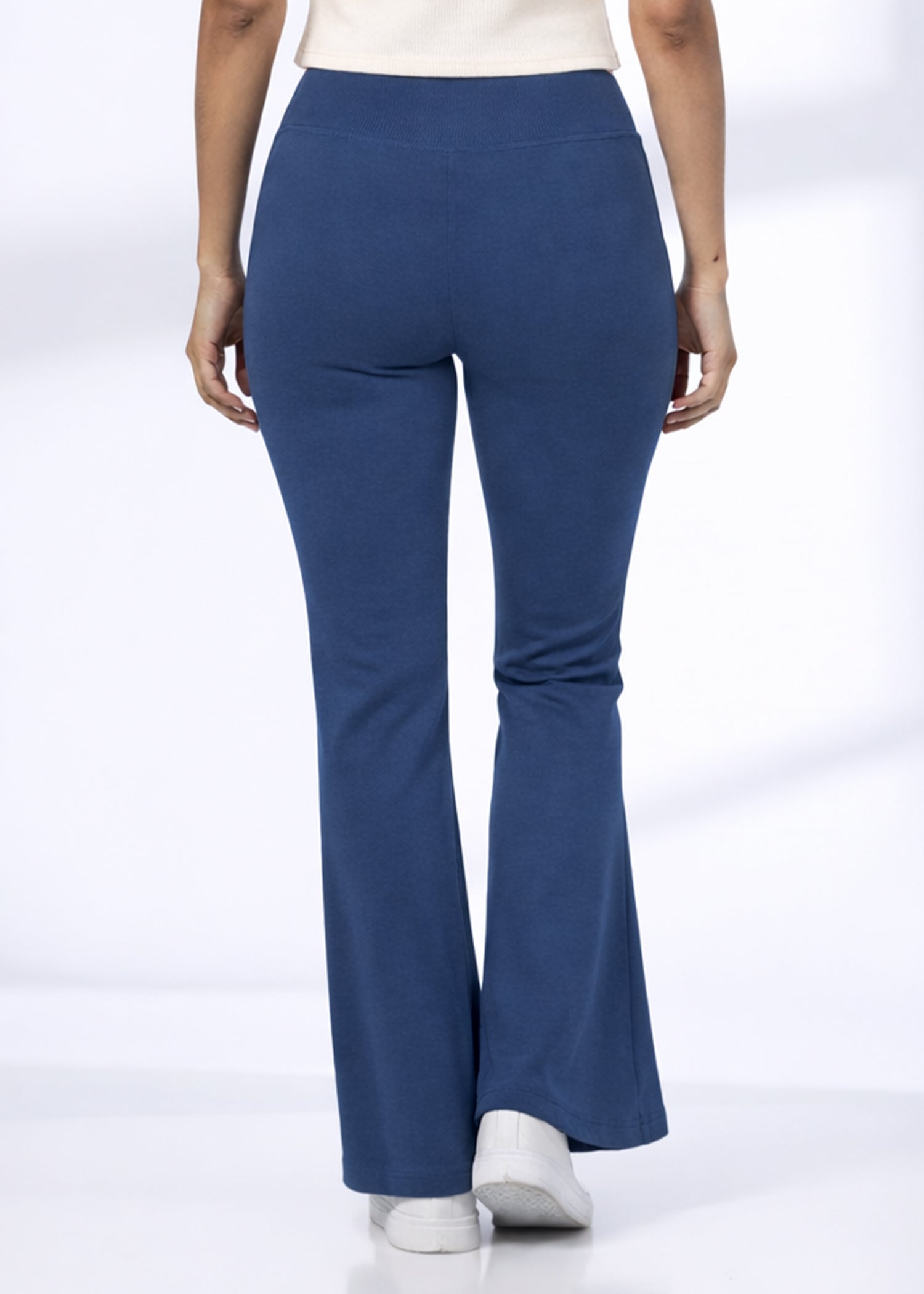 Super Soft Cotton Flared Pants - Navy Blue