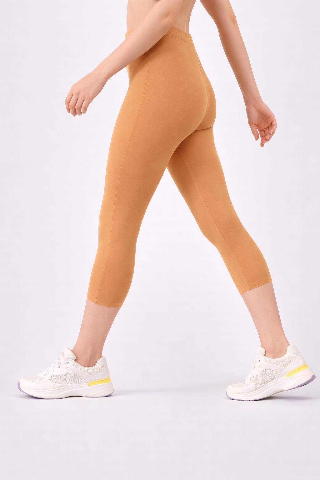 Women Cropped Leggings - Golden