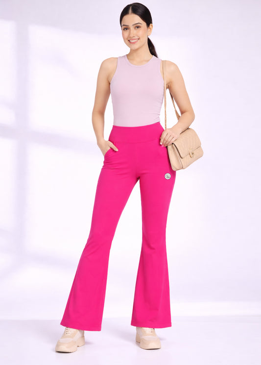Super Soft Cotton Flared Pants - Magenta