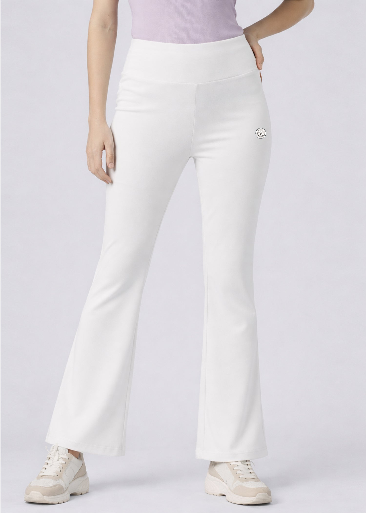 Super Soft Cotton Flared Pants - White