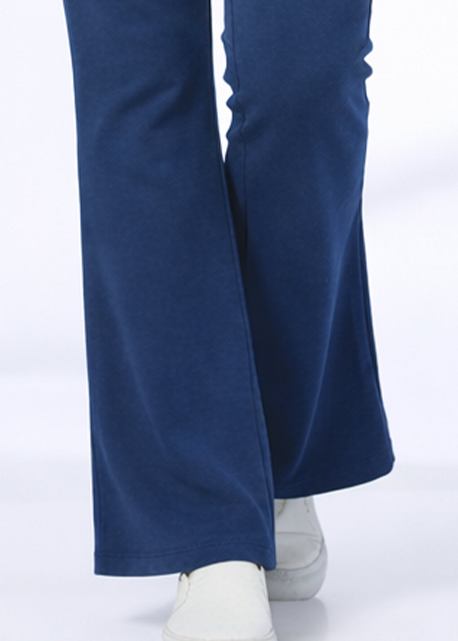 Super Soft Cotton Flared Pants - Navy Blue
