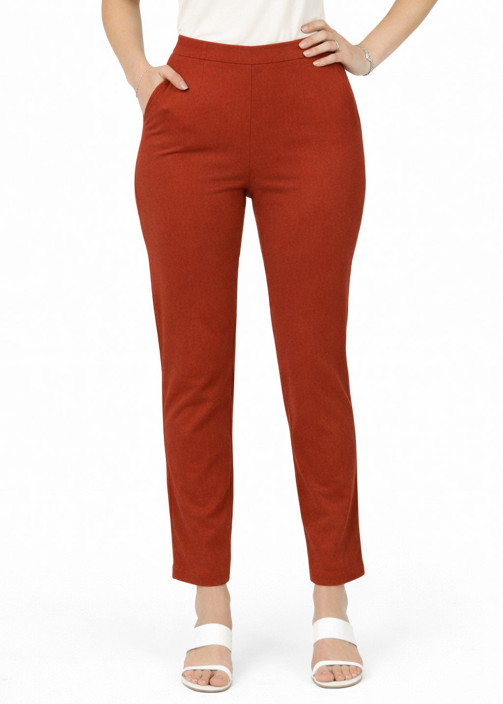 Super Soft Cotton Straight Pants - Rust