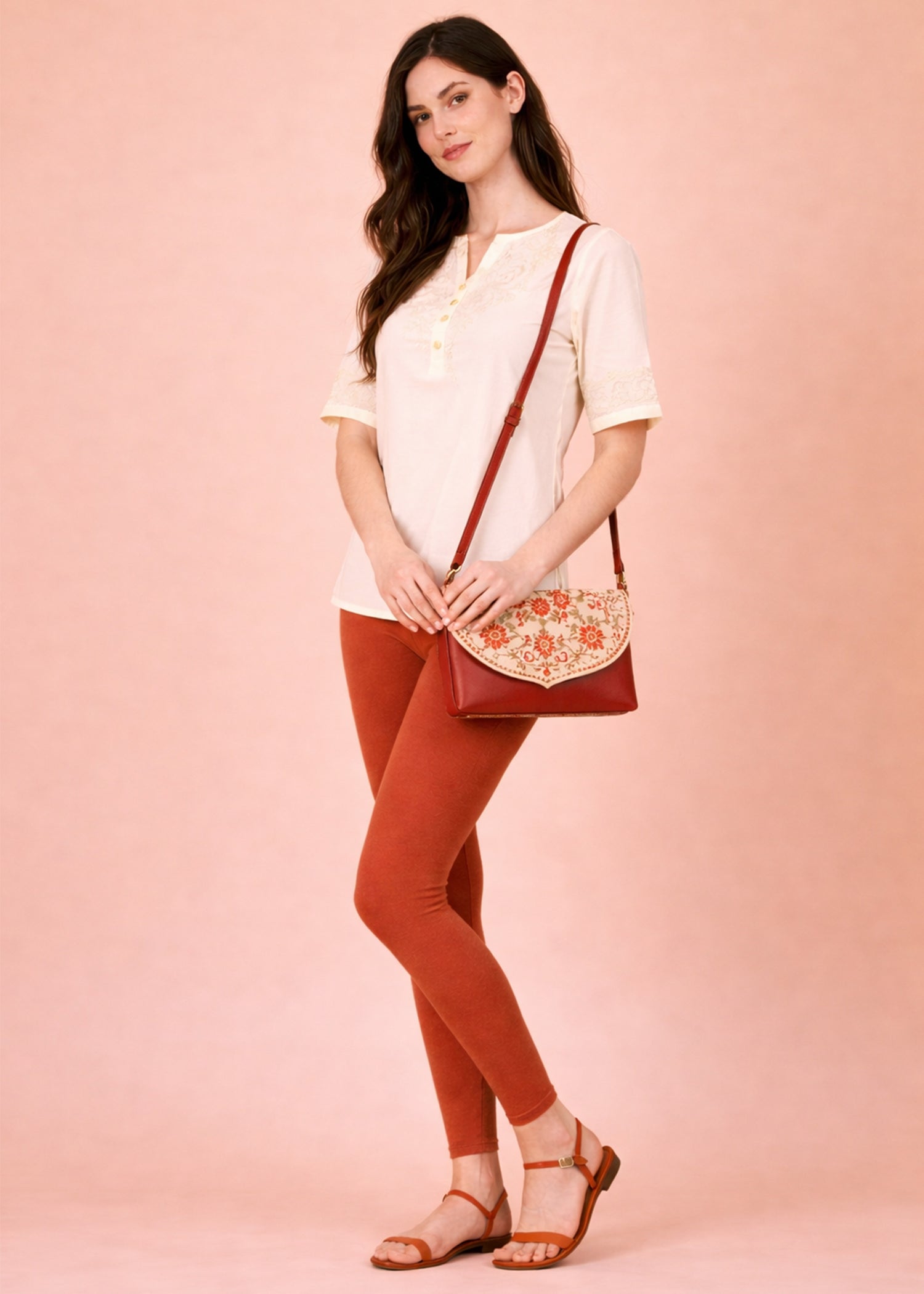 Women Ankle Length Leggings - Rust