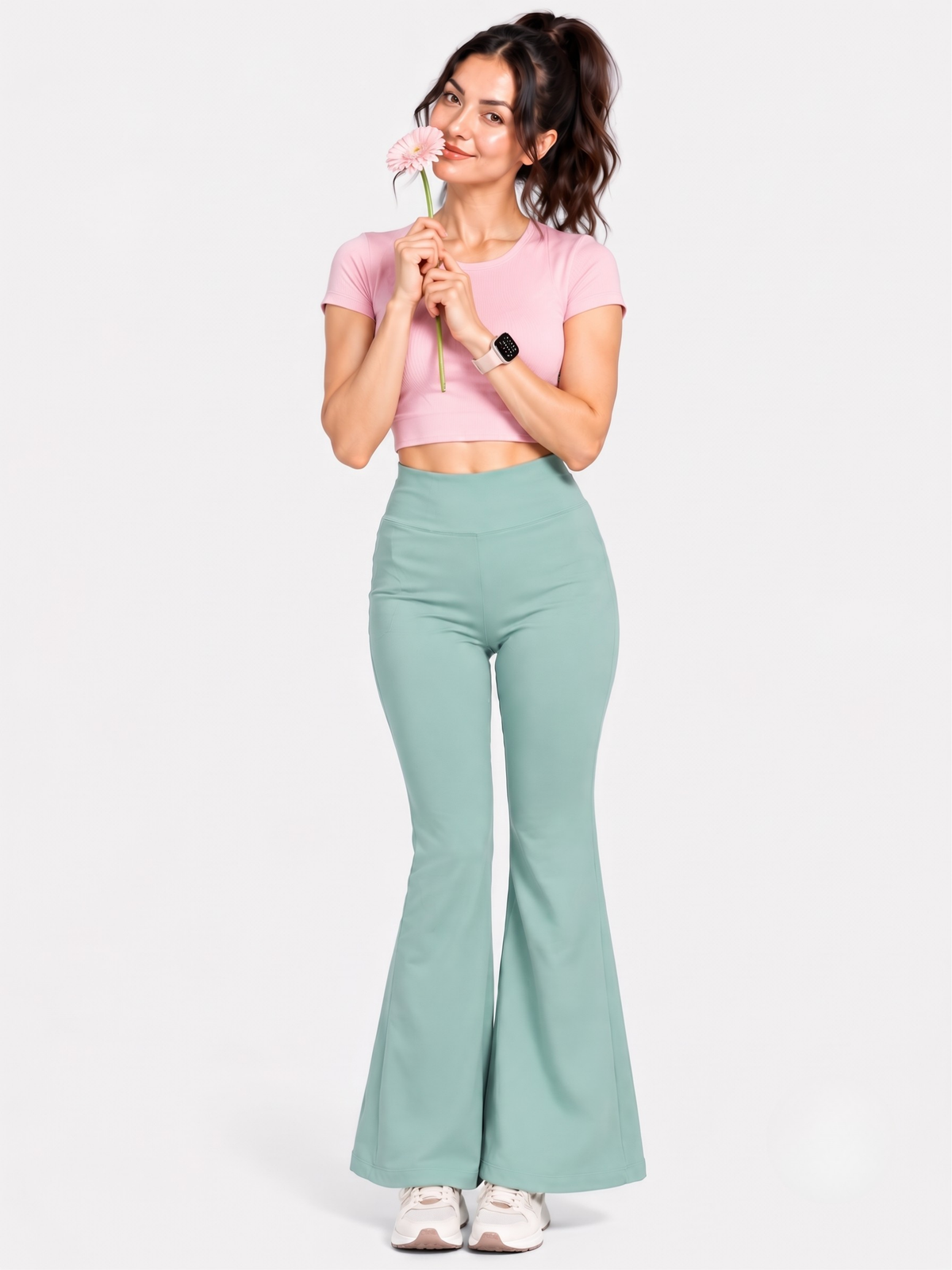 Super Soft Cotton Flared Pants - Pista