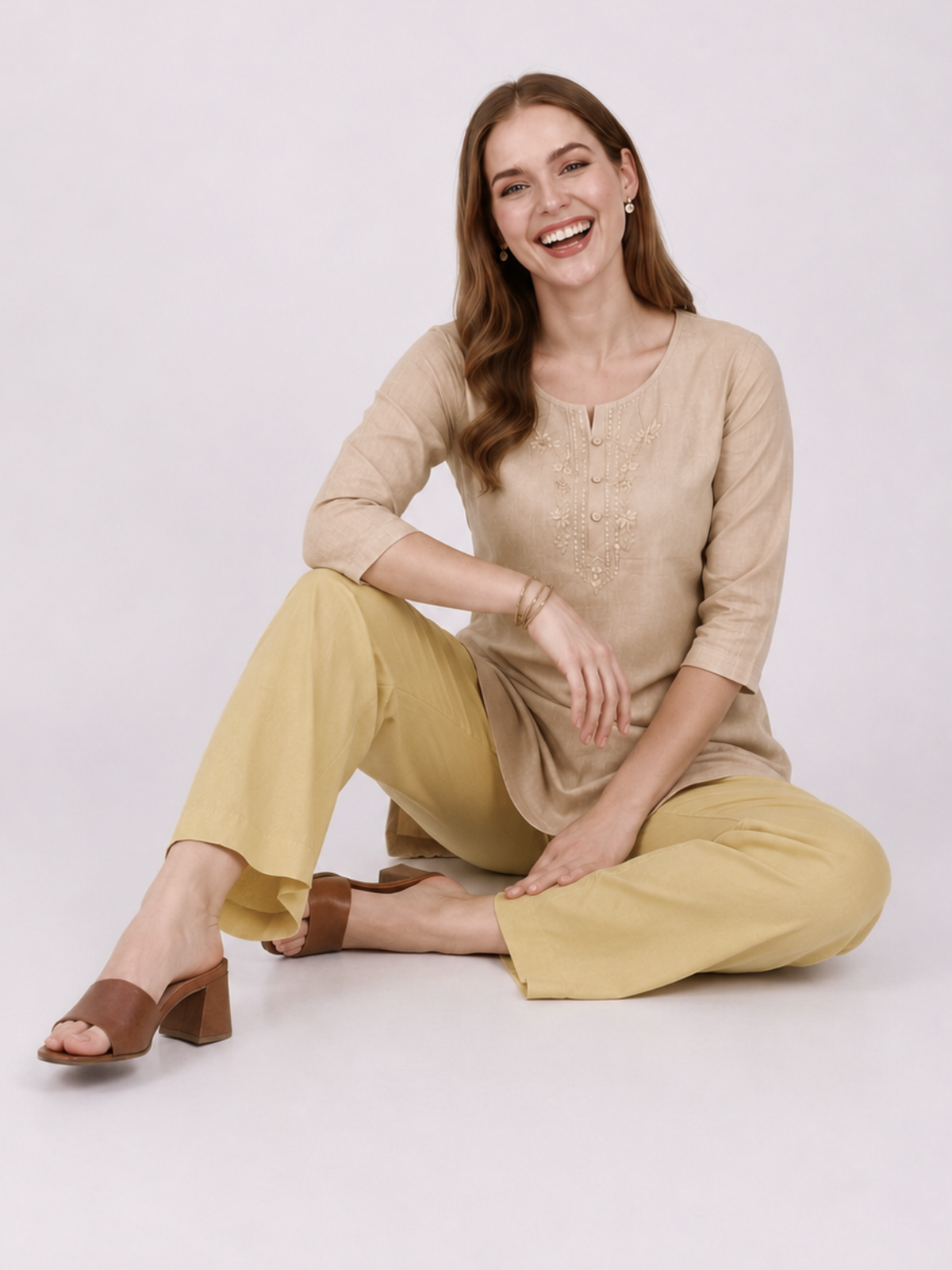 Stylish Women's Rayon Kurti Pants - Golden