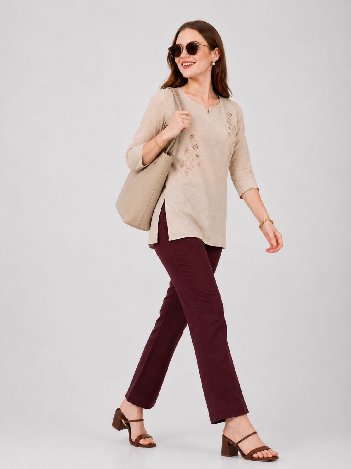 Stylish Women's Rayon Kurti Pants - Coffee Brown