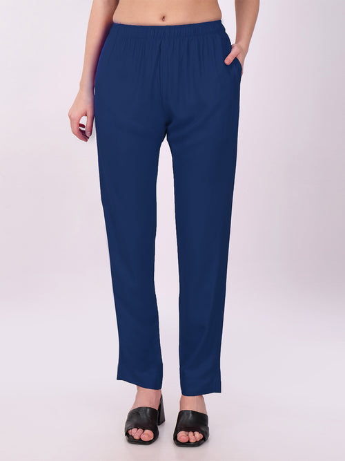 Stylish Women's Rayon Kurti Pants - Royal Blue