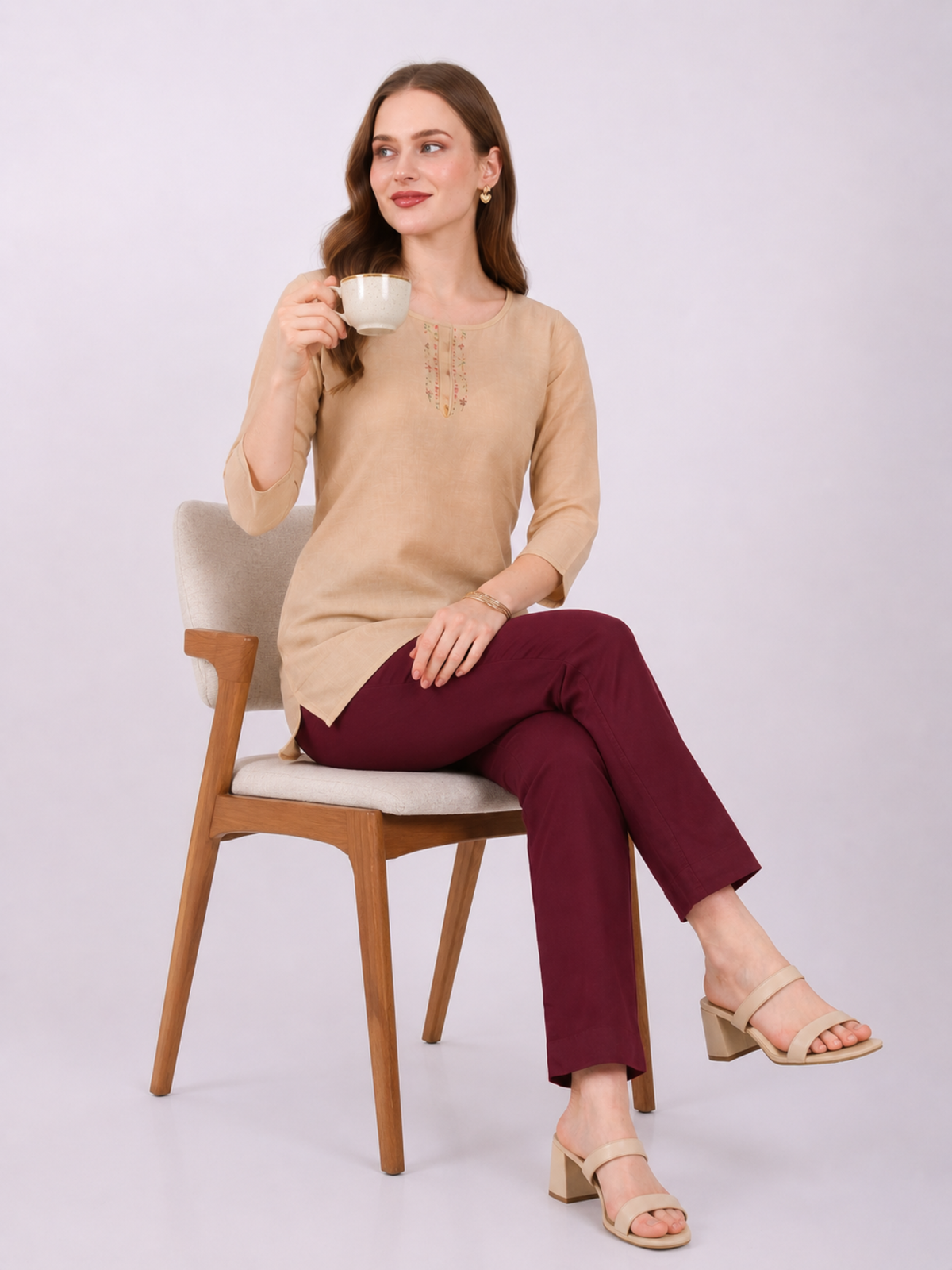 Stylish Women's Rayon Kurti Pants - Wine