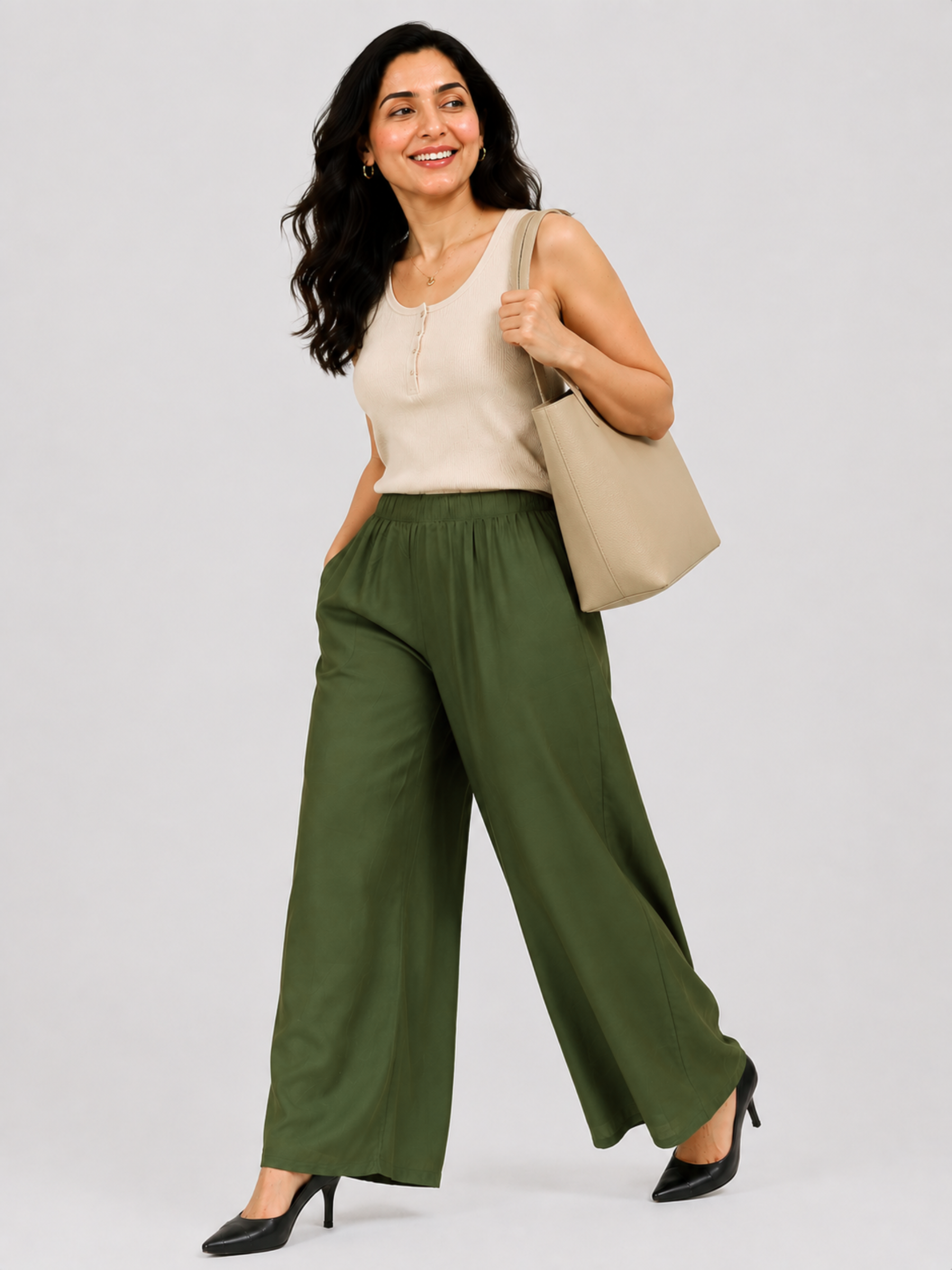 Stylish Women's Palazzo - Olive Green