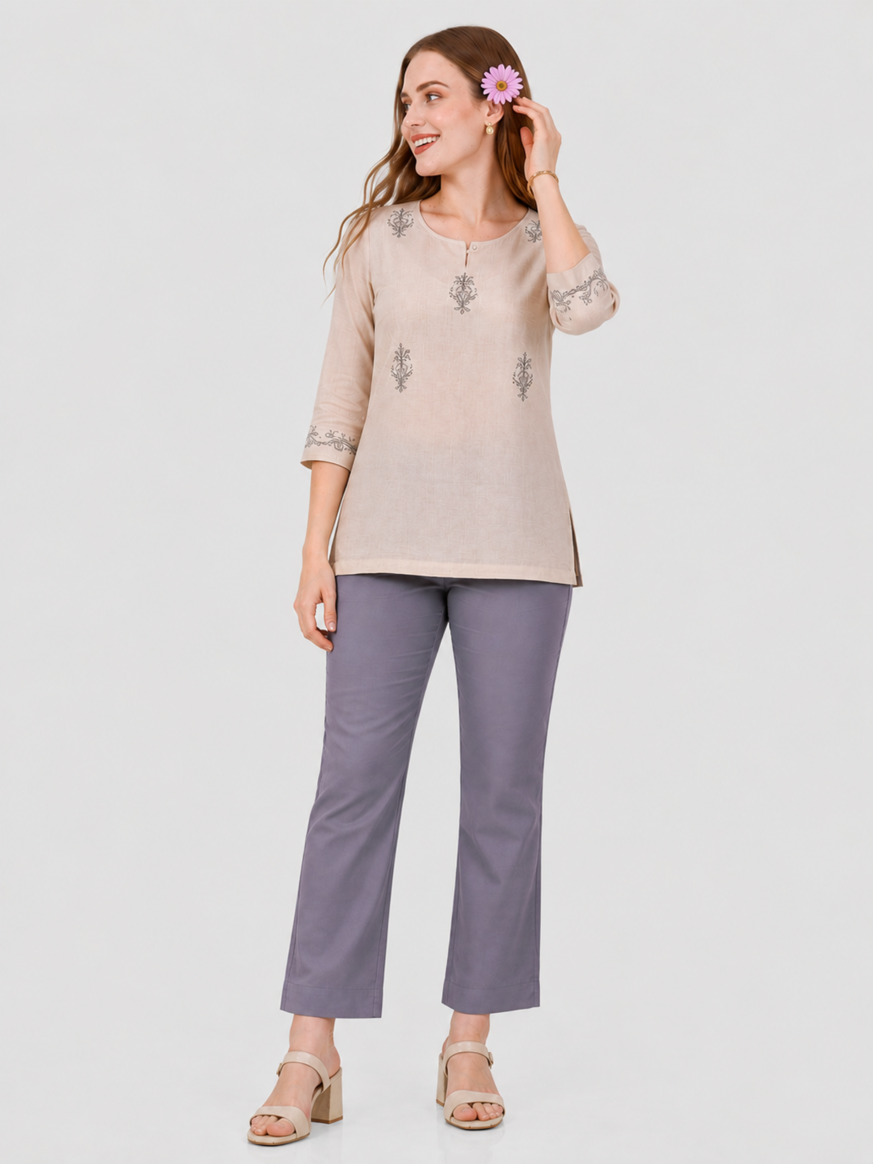 Stylish Women's Rayon Kurti Pants - Grey
