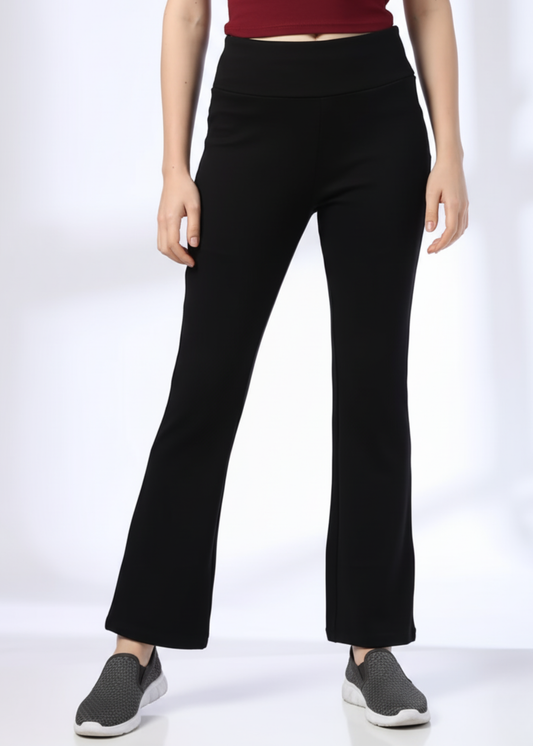 Super Soft Cotton Flared Pants - Black