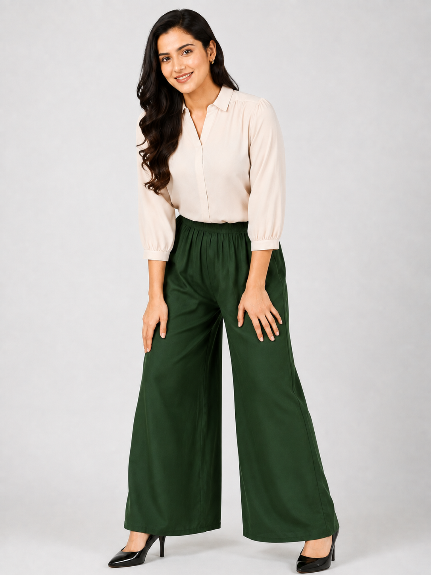 Stylish Women's Palazzo - Bottle Green